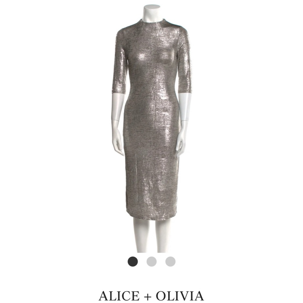 Alice + Olivia Delora Silver Midi Dress
